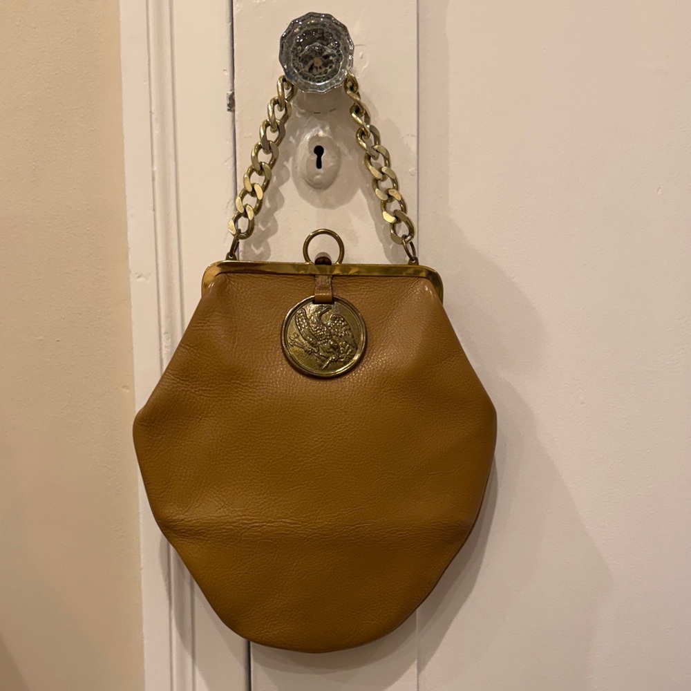 Vintage 1950s Handbag With Eagle Emblem and Chain Handle